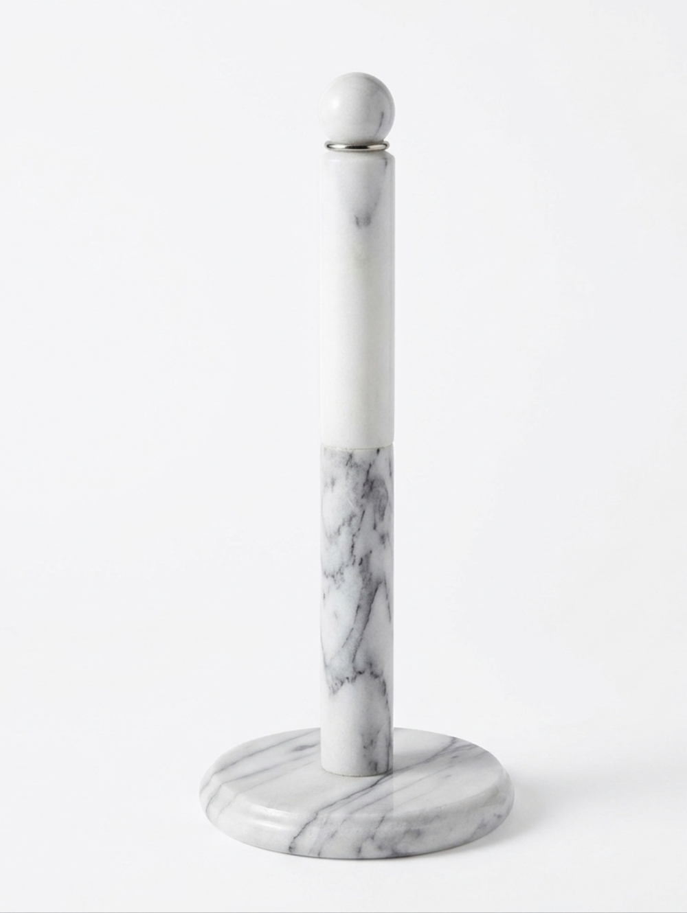 Vintage Genuine Marble Paper Towel Holder Modern Organic White Gray